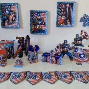 Arquivo de corte digital para topper de mesa e itens de decoração tema Capitão América nos formatos Studio e PDF para Silhouette.