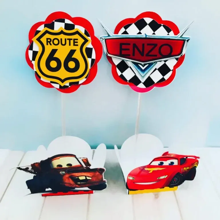 Arquivo de corte digital para centro de mesa tema Carros Disney nos formatos Studio e PDF para máquinas Silhouette ou tesoura, ideal para decoração de festas infantis.