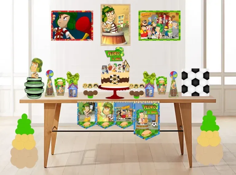 Arquivo de corte digital para centro de mesa tema Turma do Chaves nos formatos Studio e PDF para máquinas Silhouette ou tesoura, ideal para decoração de festas infantis.