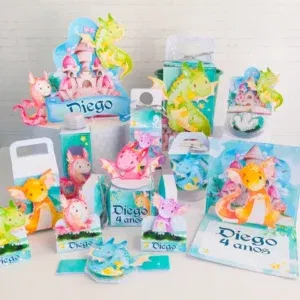 Arquivo para centro de mesa e itens de decoração tema Dragão nos formatos Studio e PDF, pronto para imprimir e recortar na Silhouette.