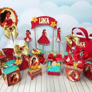 Arquivo digital para centro de mesa tema Elena de Avalor nos formatos Studio, PNG e PDF para imprimir e recortar na Silhouette ou tesoura.
