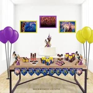 Arquivo de corte digital para centro de mesa tema Enrolados nos formatos Studio e PDF para máquinas Silhouette ou tesoura, ideal para decoração de festas de princesas.