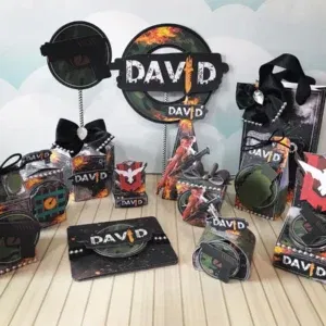 Arquivo de corte digital para topper de mesa e itens de decoração tema Free Fire nos formatos Studio, PNG e PDF para Silhouette.