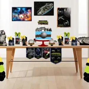 Arquivo de corte digital para centro de mesa Star Wars nos formatos Studio e PDF para máquinas Silhouette ou tesoura, ideal para decoração de festas galácticas.