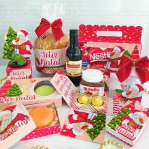 Arquivo digital tema de Natal com festão no formato Studio para centro de mesa e decoração natalina para imprimir e recortar.