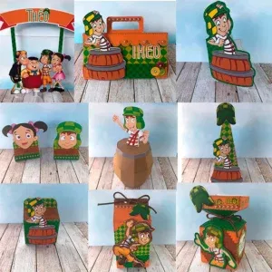 Moldes digitais de decoração para aniversário tema Chaves no formato Studio para impressão de alta resolução e personalizados de festas infantis.