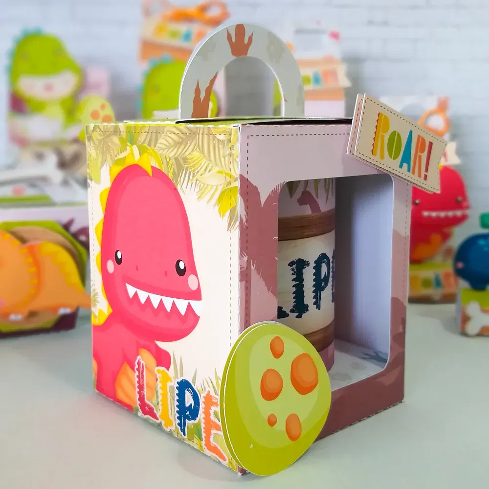 Molde de topo de bolo temático Bebê Dinossauro nos formatos Studio e PDF para impressão em alta resolução e decoração de festas.