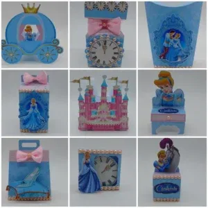 Arquivo digital tema Cinderela para festa infantil nos formatos Studio, PNG e PDF para topo de bolo e itens decorativos para imprimir e recortar.