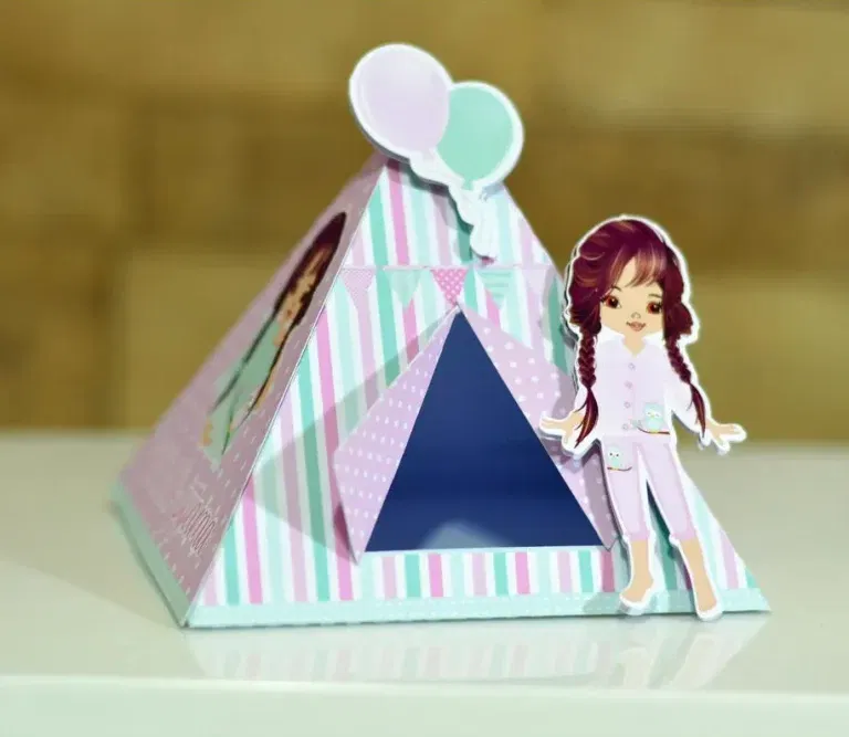 Molde de topo de bolo temático Festa do Pijama nos formatos Studio e PDF para decoração de festas de aniversário infantis.