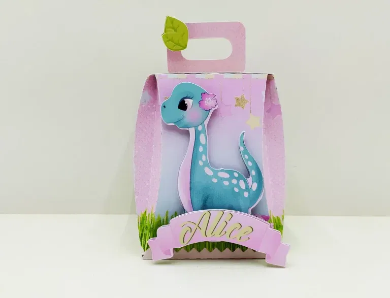 Molde de topo de bolo temático Dinossauro Rosa nos formatos Studio, PNG e PDF para impressão em alta resolução e decoração de festas.