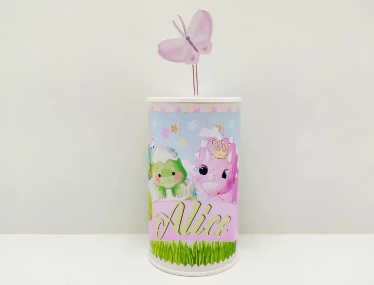 Arquivo para topo de bolo e itens de decoração tema Dinossauro Rosa nos formatos Studio, PNG e PDF, pronto para imprimir e recortar na Silhouette.