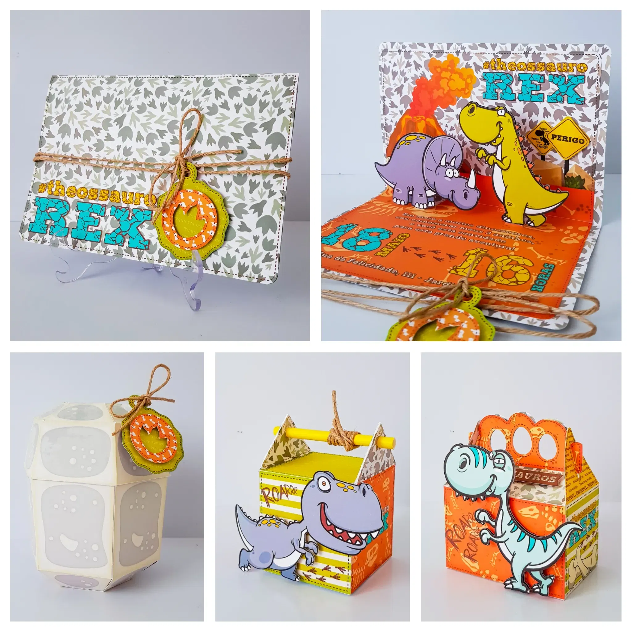 Arquivo de corte digital tema decoração de festa dinossauro nos formatos Studio, PNG e PDF para máquinas Silhouette ou tesoura, ideal para personalizados de luxo.