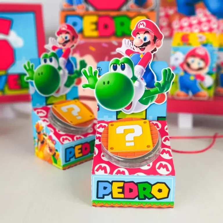 Arquivo digital tema Mario Bros nos formatos Studio e PDF para decoração de festa infantil para imprimir e recortar na Silhouette.