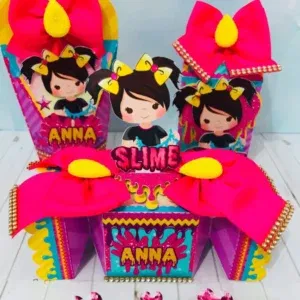 Arquivo de corte digital para topper de bolo e itens de decoração tema Slime nos formatos Studio e PDF para Silhouette.