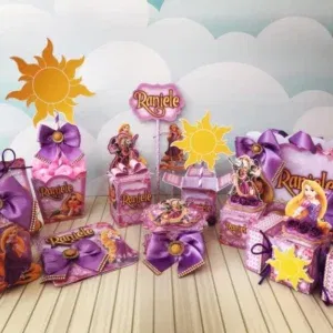 Arquivo de corte para centro de mesa estruturado tema Enrolados nos formatos Studio e PDF, ideal para lembrancinhas de festas de aniversário.