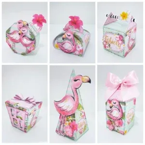 Arquivo de corte digital para topper de bolo e itens de decoração tema Flamingo nos formatos Studio, PNG e PDF para Silhouette.