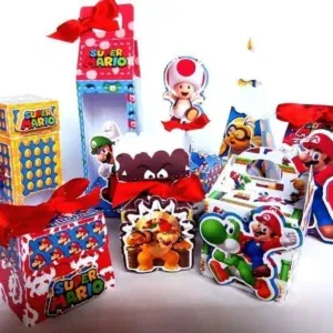 Arquivo digital tema Mario Bros no formato Studio para decoração de festa infantil e itens para imprimir e recortar na Silhouette.