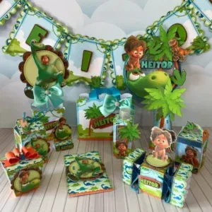 Arquivo de corte digital tema O Bom Dinossauro nos formatos Studio, PNG e PDF para máquinas Silhouette ou tesoura, ideal para personalizados de festas infantis.