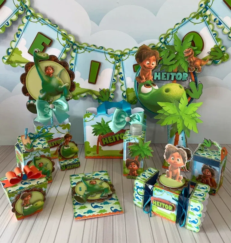 Arquivo de corte digital tema O Bom Dinossauro nos formatos Studio, PNG e PDF para máquinas Silhouette ou tesoura, ideal para personalizados de festas infantis.