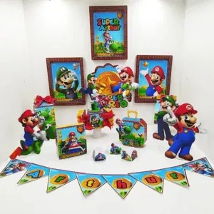Arquivo digital tema Super Mario Luxo nos formatos Studio, PNG e PDF para decoração de festa personalizada para imprimir e recortar.
