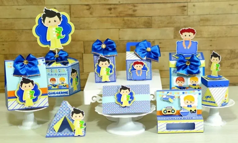 Arquivo de corte digital tema Festa do Pijama nos formatos Studio e PDF para máquinas Silhouette ou tesoura, ideal para decoração de festas infantis e personalizados de luxo.