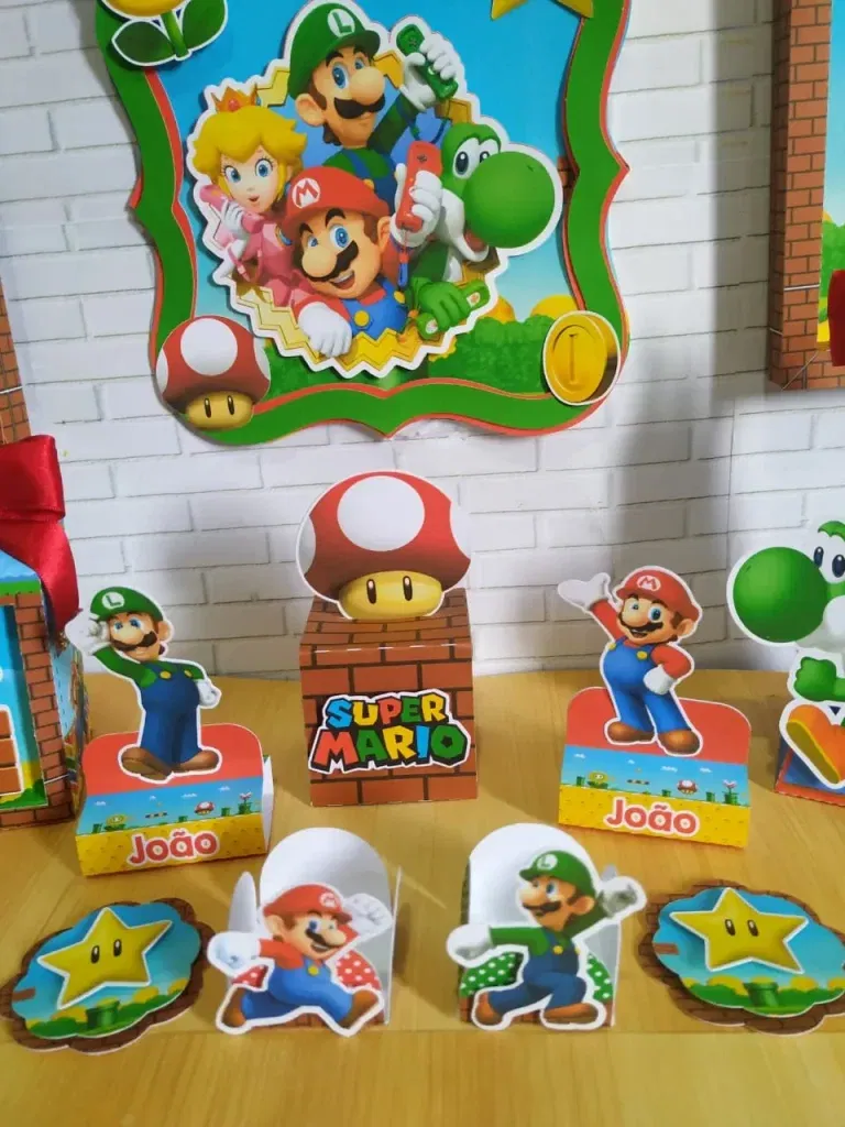 Moldes digitais de Mario e Luigi para festa nos formatos Studio, PNG e PDF para impressão de alta qualidade e corte preciso.