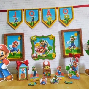 Arquivo digital tema Mario e Luigi nos formatos Studio, PNG e PDF para decoração de festa para imprimir e recortar na Silhouette ou tesoura.