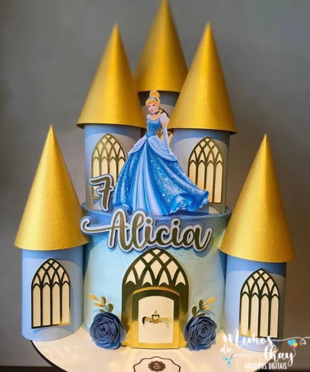 Decoracao Topo de Bolo Cinderela Castelo Studio