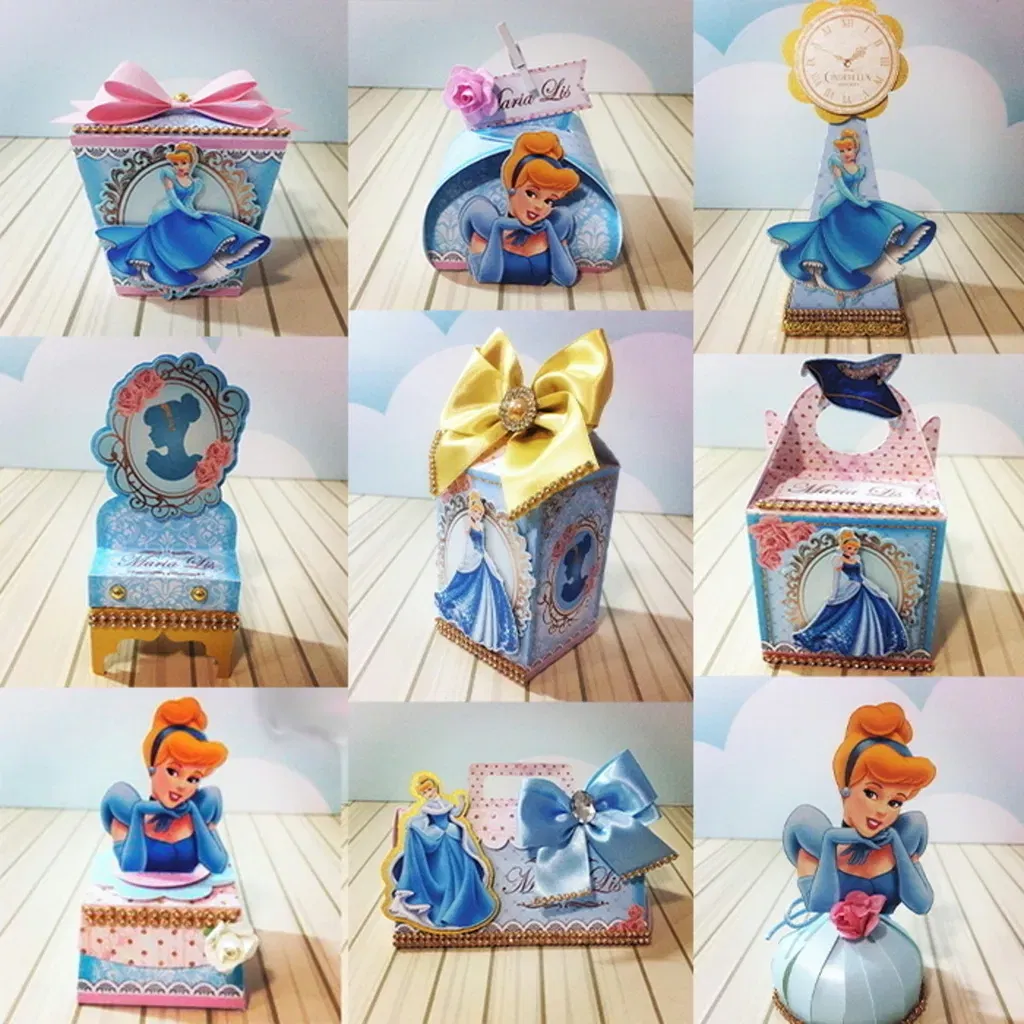 Arquivo de corte digital para topper de bolo e itens decorativos tema Cinderela Rosa e Azul nos formatos Studio e PDF para Silhouette e tesoura.