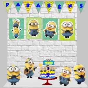 Arquivo digital tema Minions no formato Studio para decoração de aniversário, pronto para imprimir e recortar na Silhouette.