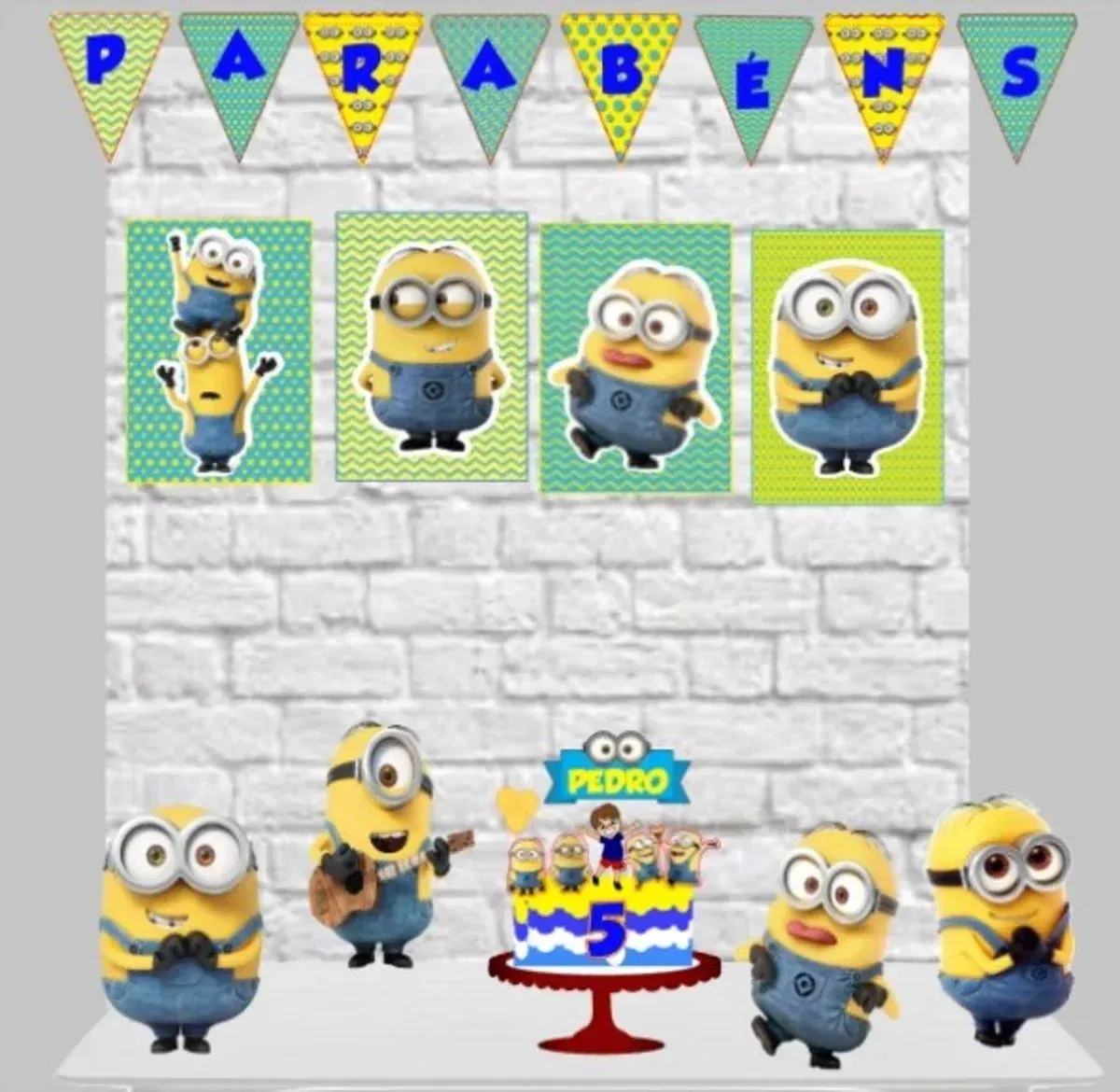 Arquivo digital tema Minions no formato Studio para decoração de aniversário, pronto para imprimir e recortar na Silhouette.