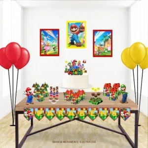 Arquivo digital tema Super Mario nos formatos Studio e PDF para decoração de aniversário para imprimir e recortar na Silhouette ou tesoura.