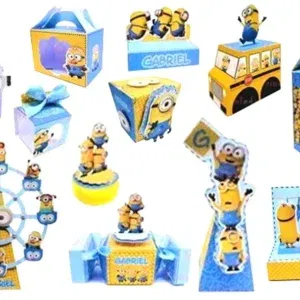 Arquivo digital tema Minions no formato Studio para decoração de festa, pronto para imprimir e recortar na máquina Silhouette.