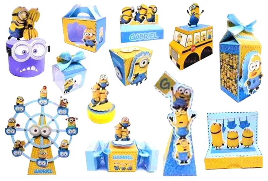Arquivo digital tema Minions no formato Studio para decoração de festa, pronto para imprimir e recortar na máquina Silhouette.