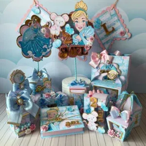 Arquivo digital para enfeite de mesa tema Cinderela nos formatos Studio, PNG e PDF para imprimir e recortar na Silhouette ou com tesoura.