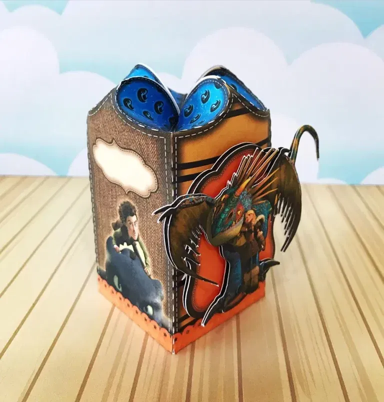 Molde de topo de bolo tema Como Treinar Seu Dragão para Silhouette Studio com impressão em alta resolução e decoração de festas infantis.