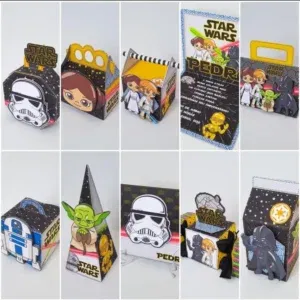 Arquivo de corte digital tema Star Wars nos formatos Studio, PNG e PDF para máquinas Silhouette ou tesoura, ideal para decoração de festas galácticas.