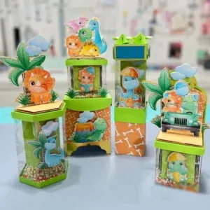 Arquivo de corte digital tema Dinossauro para Menina nos formatos Studio e PDF para máquinas Silhouette ou tesoura, ideal para decoração de festas infantis e aniversários.