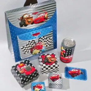 Arquivo de corte digital tema Carros Disney em tons de azul para festa na escola nos formatos Studio e PDF para máquinas Silhouette ou tesoura, ideal para personalizados.