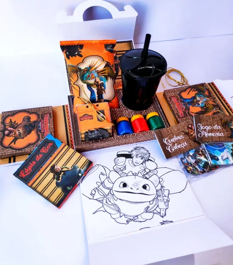 Arquivo de corte digital para maleta explosiva tema Como Treinar Seu Dragão nos formatos Studio e PDF para máquinas Silhouette ou tesoura, ideal para personalizados de luxo.