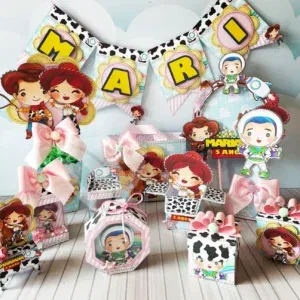 Arquivo de corte digital para topper de bolo e itens de decoração tema Toy Story Menina nos formatos Studio, PNG e PDF.