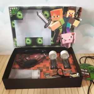 Arquivo digital de kit mini confeiteiro tema Minecraft nos formatos Studio e PDF para máquinas de corte Silhouette ou tesoura em festas infantis.