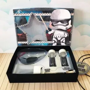 Arquivo digital de kit mini confeiteiro tema Star Wars nos formatos Studio e PDF para máquinas de corte Silhouette ou tesoura em festas infantis.