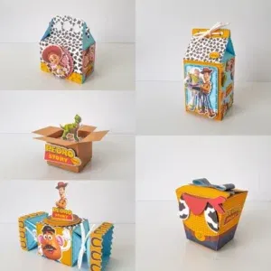 Conjunto de arquivos digitais tema Toy Story para aniversário para imprimir e recortar nos formatos Studio, PNG e PDF.