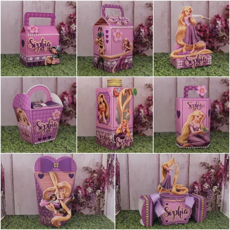 Arquivo de corte digital tema Enrolados para Silhouette Studio, ideal para decoração de festas de princesas e personalizados de luxo com a Rapunzel.