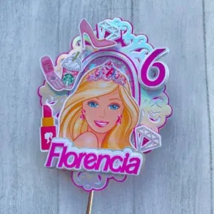 Arquivo digital de topo de bolo da Barbie no formato Studio pronto para imprimir e recortar em máquinas Silhouette, ideal para decoração de festas infantis.