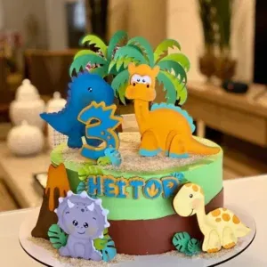 Arquivo de corte digital tema Dinossauro para imprimir e recortar no formato Studio para máquinas Silhouette, ideal para decoração de bolos e festas infantis.