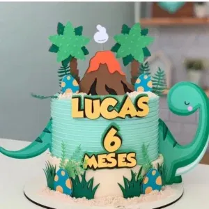 Arquivo de corte digital para topo de bolo personalizado no tema Dinossauro no formato Studio para máquinas Silhouette, ideal para decoração de festas infantis e aniversários.