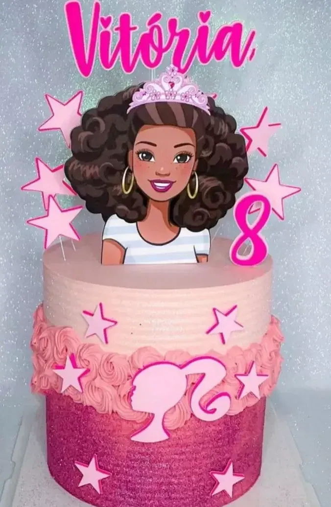Topo de Bolo da Barbie Morena Studio