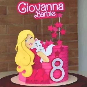 Arquivo digital de topo de bolo da Barbie Princesa no formato Studio para máquinas de corte Silhouette, ideal para decoração de festas infantis.